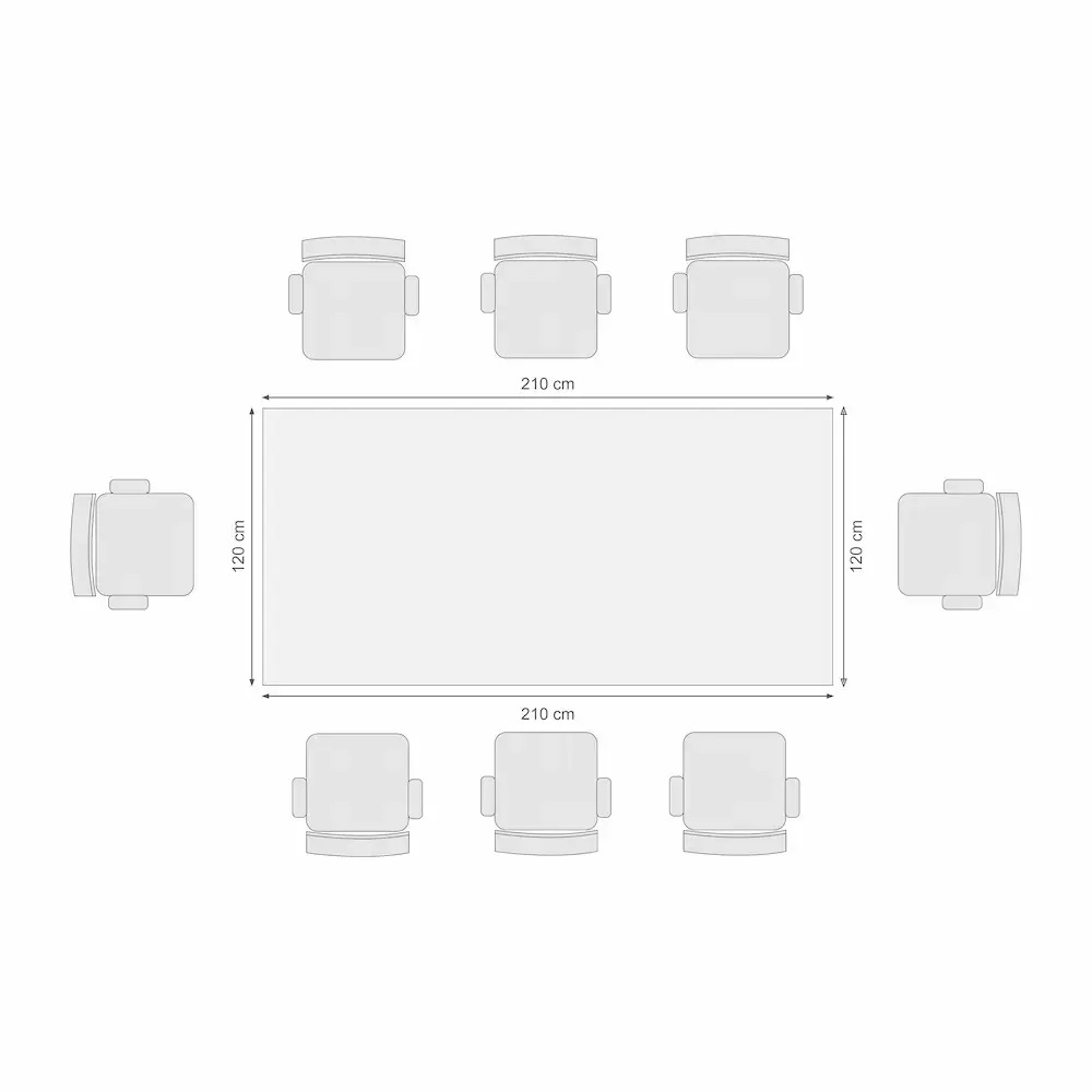 Dimensiones mesa de juntas 8 puestos